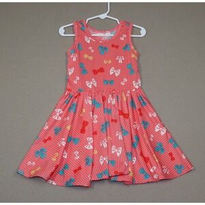 Dot Dot Smile Little Girls Tank Dress - Pink Bows and Polka Dots - Size 2T